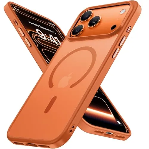 Miracase für iPhone 17 Pro Max Hülle mit Magsafe TOP MIL, Orange | [TOP Militärschutz & Magnetkraft] Stoßfest Kratzfest mit Samtiger Haptik Langlebig Handyhülle für iPhone 17 Pro Max 6,9