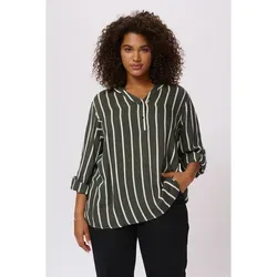 KAFFE curve Bluse in Khaki - 50 - Blusen aus 100% LENZINGTM ECOVEROTM Viscose, nachhaltig und stylish mit einem lockeren Schnitt und modischem Streifenmuster.