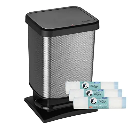 Rotho 2er Set Mülleimer 20L Paso – Tretmülleimer mit Edelstahl-Optik - Praktisches 2er Set Treteimer 20L 'Paso' von Rotho: stylish, platzsparend und benutzerfreundlich. Ideal für jeden Raum, einfach zu reinigen und aus robustem, recyceltem Kunststoff.
