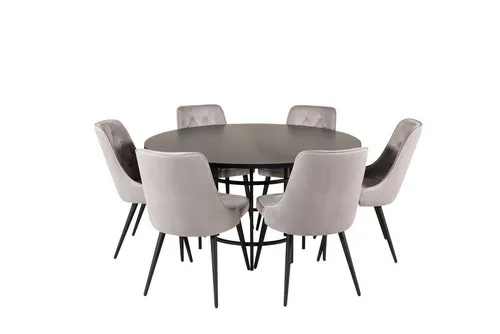 ebuy24 Essgruppe Copenhagen mit Esstisch und 6 Velvet Stühlen - Elegante Essgruppe mit braunem Esstisch und 6 hellgrauen Velvet-Stühlen. Ideal für stilvolle Esszimmer und gesellige Abende. Hochwertige Materialien sorgen für Langlebigkeit und Komfort.