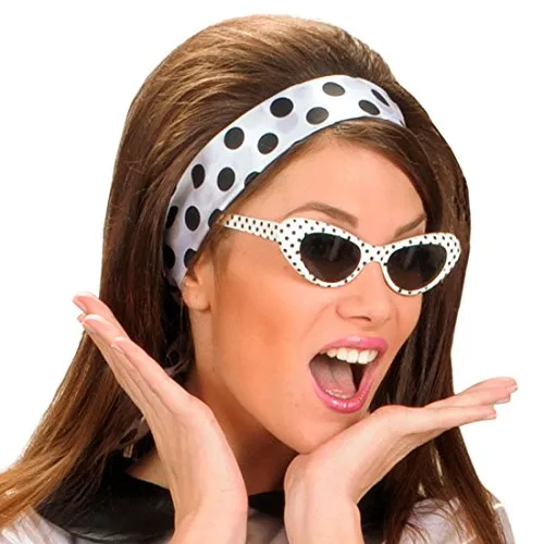 Amakando Retro Sonnenbrille - gepunktet - 50er 60er Jahre Brille Damenbrille 50er 60er Katzenauge Partybrille Faschingsbrille Damen Rockabilly Katzenauge Brille