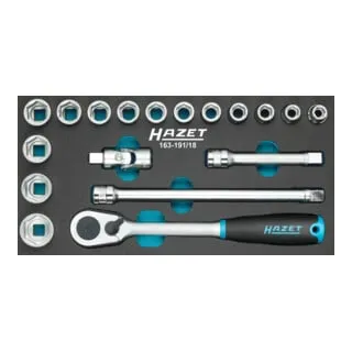 Hazet Werkzeugmodul 163-191/18 Steckschlüssel 1/2 - Steckschlüssel mit 1/2 Zoll-Antrieb, robust und langlebig für professionelle Werkstattanwendungen.