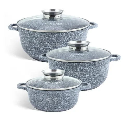 Edenberg Topf-Set Induktionstöpfe mit GLASDECKEL Kochtopf Topfset Keramik, Aluminiumguss (sehr hochwertig, 6-tlg., Zeitloses Design des Topfsets. Eine ideale Geschenkidee)