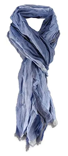 TigerTie Raffschal in blau gestreift mit kleinen Fransen - Schal Größe 180 x 50 cm