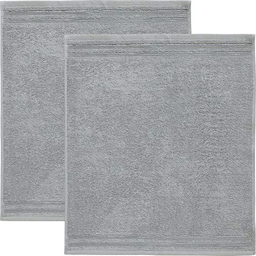 Erwin Müller Geschirrtuch Frottier hellgrau Größe 50x50 cm, Küchentuch, Küchen-Handtuch 2er-Pack - strapazierstark, hohe Saugkraft, 100% Baumwolle, mit Schlaufe