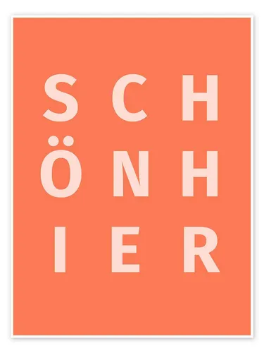 Posterlounge Wandbild Peach Fuzz Schön Hier, Typobox, erhältlich als Poster, Leinwandbild, Wandsticker oder Acrylglasbild