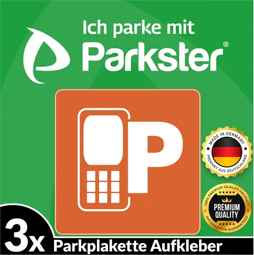 2x PARKSTER Parkplakette Hinterglasaufkleber Ticket Aufkleber Parkster Vignette KFZ Auto Park APP Sticker (6 x 6 cm, UV Schutz, wiederablösbar)