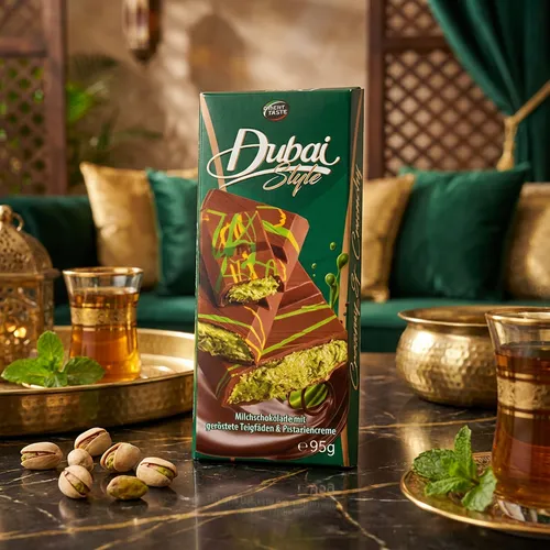 Orient Taste Dubai Style Milchschokolade mit gerösteten Teigfäden und Pistaziencreme, 95g