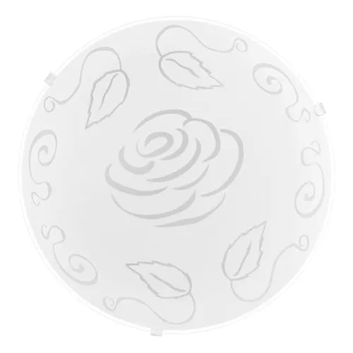 EGLO Deckenlampe Mars 1, 1 flammige Wandleuchte, Deckenleuchte aus Stahl, Farbe: Weiß, Glas: Weiß satiniert Motiv Rose, Fassung: E27