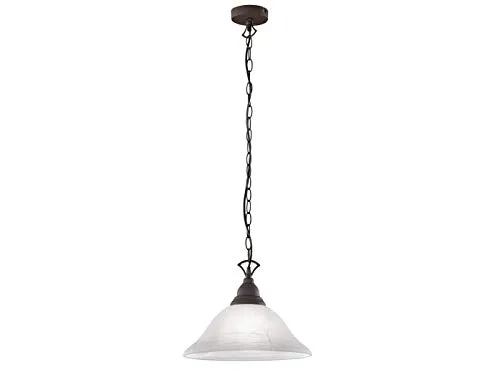 meineWunschleuchte Landhaus Pendelleuchte 1-flammig mit Glasschirm Weiß Ø 33,5cm