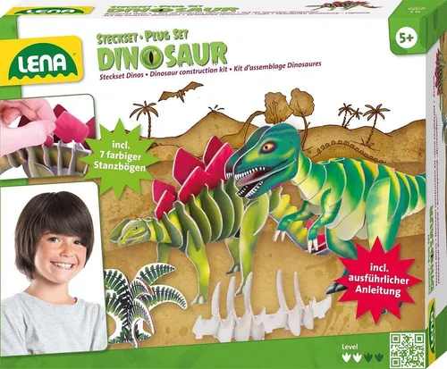 SIMM Spielwaren Steckspielzeug Dinosaurier, Dino, Bastelset, Steckset, Lena, Kinder Steckspiele, Motorik, ‎Exploratorische Fähigkeit