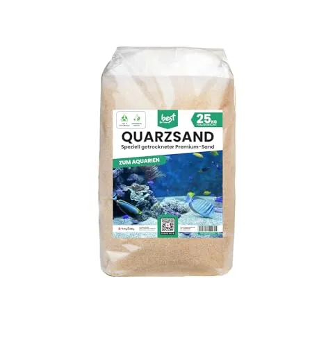 Best for Home Premium Aquariensand 25 kg – Hochwertiger Quarzsand für Aquarien - Gestalten Sie Ihr Aquarium mit dem Best for Home Premium Aquariensand. Dieser hochwertige Quarzsand ist ideal für Süß- und Salzwasser und bietet eine stabile Grundlage für Pflanzen und Dekorationen. In der praktischen 25-kg-Packung.