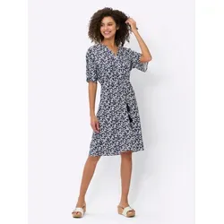 heine Etuikleid Druck-Kleid Kurzarm blau 34 von Heine