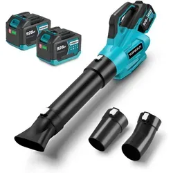 Akku-Laubbläser 190 km/h Bürstenlos Elektro Luftgebläse mit 2*4.5Ah Akkus und Ladegerät für Rasenpflege, Garten, Laubblasen, Schneeräumung