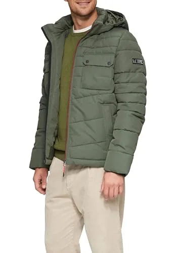 s.Oliver Gesteppte Jacke mit Abnehmbarer Kapuze 3XL - Olivgrün - Funktionsjacke mit warmer Wattierung und abnehmbarer Kapuze, ideal für kühle Tage. Reguläre Passform mit praktischen Taschen und Steppung für zusätzlichen Komfort.