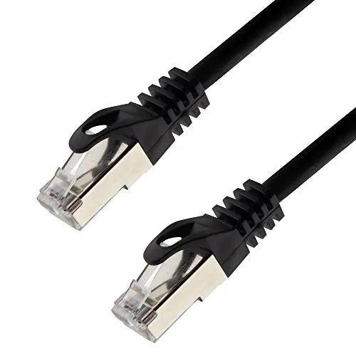 Netzwerkkabel S/FTP PIMF Cat. 7 5,00 Meter schwarz Patchkabel Gigabit Ethernet LAN DSL CAT7 Kabel