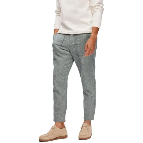Selected Homme Herren Slh172-slimtape Brody Linen Pant Noos Chinohose - Wanderhosen aus leichtem Leinen, ideal für warme Tage mit verstellbarem Kordelzug und praktischen Taschen für Komfort und Stil.