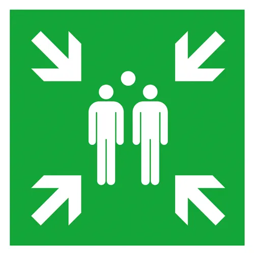 SafetyMarking Sicherheitsschild Folie Sammelstelle 400 x 400 mm - 38.A2010 - Rettungskennzeichnung, robustes und gut sichtbares Sicherheitsschild für Sammelstellen, sorgt für schnelle Orientierung im Notfall.