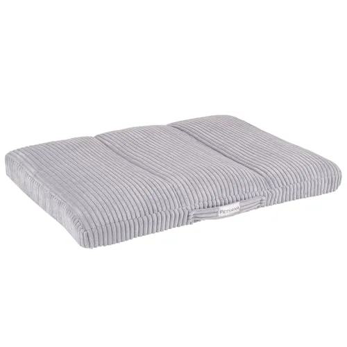 Petsona Hundebett Hundekissen Rippenstrickstoff rutschfeste Unterseite Weichschaum, Dunkelgrau,L