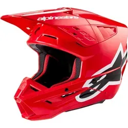 Alpinestars S-M5 Corp Motocrosshelm - Rot/Weiß/Schwarz - S - Motorradhelm mit innovativer Technologie für optimalen Aufprallschutz und Komfort. Leichtgewichtig, mit verbesserter Belüftung und patentiertem Entriegelungssystem für maximale Sicherheit beim Motocross.