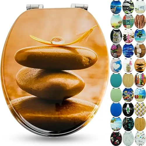 SANFINO® Premium WC Sitz mit Absenkautomatik – Balance - Hochwertiger WC-Sitz aus Holz mit integrierter Absenkautomatik für leises Schließen, einfache Montage und antibakterielle Oberfläche für maximale Hygiene.