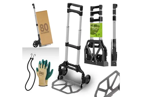 Tronitechnik® Klappbare Sackkarre - Transportkarre bis 80kg - Vielseitige Sackkarre für Möbel, Pakete und Gepäck. Mit höhenverstellbarem Griff, Vollgummireifen und praktischem Gummiseil für sicheren Halt.