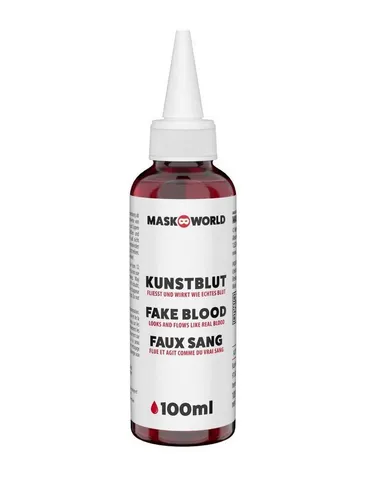 Maskworld Theaterschminke Kunstblut Flasche mit Dosierspitze 30 ml / 50 ml / (100-tlg), Fließt und wirkt wie echtes Blut – ideal für eine punktgenaue Anwe