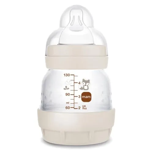 MAM Easy Start Anti-Colic Flasche 0 Monate extra langsamer Durchfluss (130 ml) Sand – Flasche zur Reduzierung von Koliken und Beschwerden des Babys – Babyflasche zum Stillen geeignet