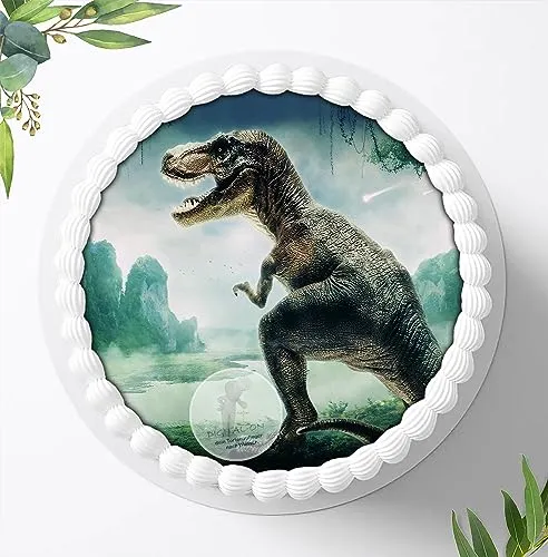 Für die Geburtstags Torte, Zuckerbild mit dem Motiv: Dinosaurier, Dino, Essbares Foto für Torten, Fondant, Tortenaufleger Ø 20cm, 0403c