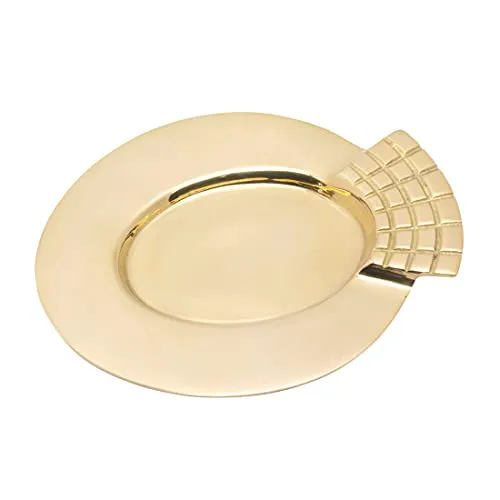 NKlaus Ovaler Messing Kerzenteller - Elegante Tischdekoration - Kerzenteller aus poliertem Messing (7x5cm) mit feinem Linienmuster. Perfekt für stilvolle Tischarrangements und stimmungsvolle Beleuchtung.