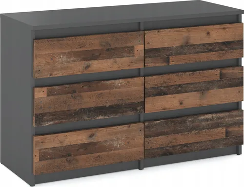 Kommode mit 6 Schubladen Sideboard Schubladenschrank Modern Möbel mit Schubladen für Ihr Schlafzimmer Anthrazit Industrial/Grau Matt - Old Style 100cm