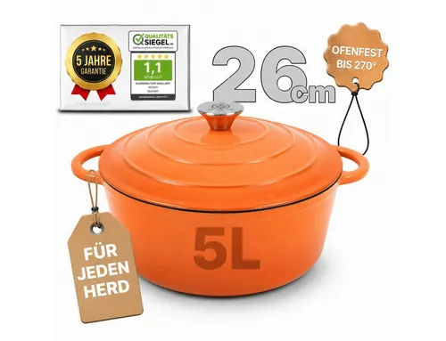 Ottia Gusseisen Topf 26cm – Emaille Dutch Oven mit eBook