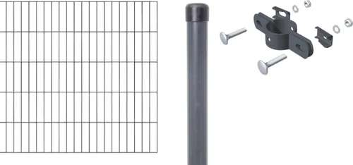 Alberts Komplett-Anbauset Doppelstabmatten 2 m 100 cm 6/5/6 anthrazit