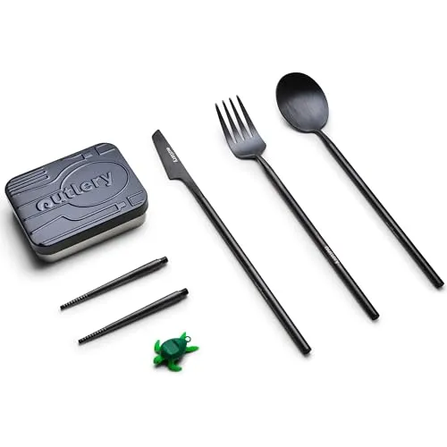 Outlery Reisebesteckset für 1 Person - Hochwertiges Camping Besteckset aus Edelstahl, spülmaschinengeeignet und ideal für Picknick und unterwegs. Kompakt im Hosentaschenformat und einfach zu reinigen – die nachhaltige Alternative zu Einwegplastik.