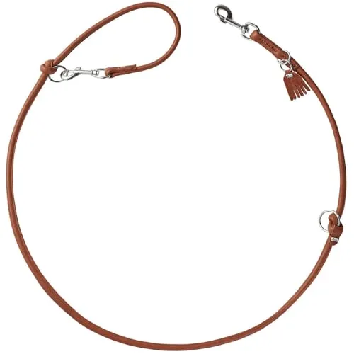HUNTER Verstellbare Hundeführleine ROUND & SOFT MÜNCHEN, Farbe: cognac, Leder, rundgenäht, 3-fach verstellbar, extra weich, luxuriös, ökologisch hergestellt, nachhaltig, Made in Germany, Größe: 10/200
