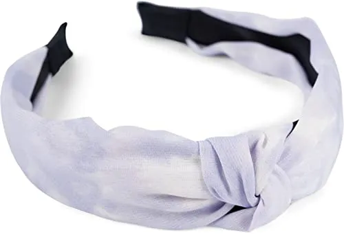 styleBREAKER Damen Stoff Haarreif mit buntem Batik Farbverlauf Muster, Twist Knoten, Headband, Haarschmuck 04027046, Farbe:Weiß-Flieder