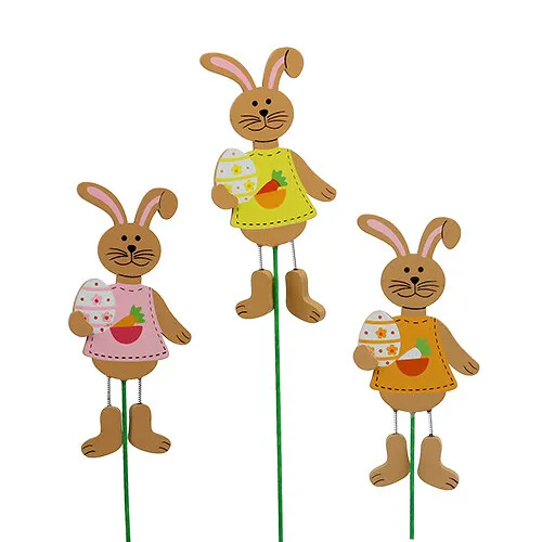Osterstecker Hasen Deko mit Ei 12cm, 15-teiliges Set für Pflanzendeko, Ostern,