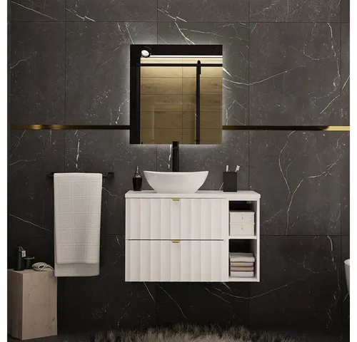 Lomadox Badmöbel-Set AVOLA-140, (Spar-Set, 2-St., Waschbeckenunterschrank Spiegel), Badezimmer Set mit Waschbecken Gäste WC modern in weiß