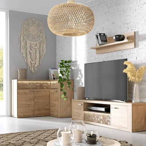 Wohnwand 3-teilig Eiche NUSCO-161