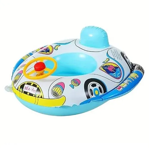 Schwimmring für Babys und Kleinkinder (1–3 Jahre) aufblasbar mit Lenkrad, Hupe & Rückenlehne – sicherer Badespaß für Kinder bis 25 kg Blau-Auto