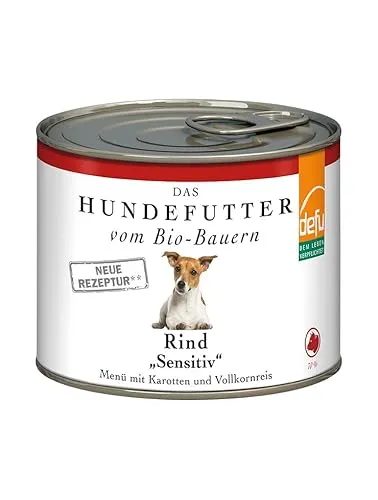 defu Hundefutter | 1 x 200 g | Bio Rind Sensitiv | Premium Bio Nassfutter Menü | Alleinfuttermittel für Hunde