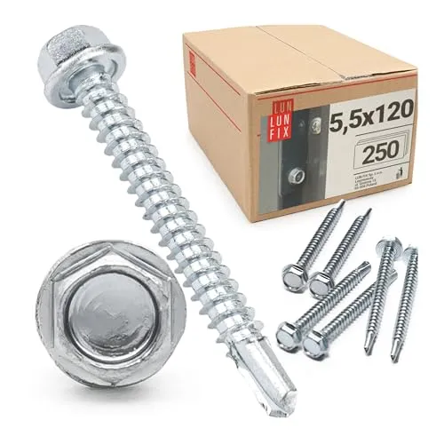 LUN FIX Trapezblechschrauben 5,5x120 mm 250 Stk DIN 7504K Sechskantkopf