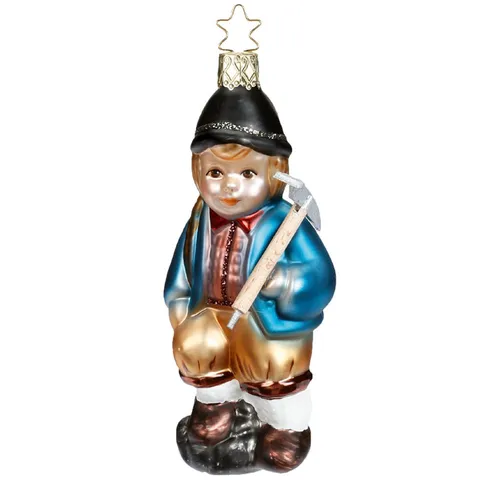Auf zum Gipfel 11.5 cm - Inge-Glas Christbaum Ornament - Christbaum- & Feiertagsschmuck, handgefertigtes, mundgeblasenes Ornament aus Glas, ideal für eine festliche Weihnachtsdekoration und Sammlerliebhaber.