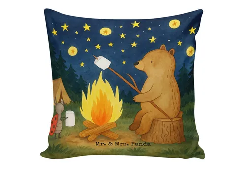 Mr. & Mrs. Panda Dekokissen Bär & Marienkäfer Lagerfeuer Design, Sofakissen, Weiß, kuschelkissen, kuschelkissen 40x40 Sofa Kissen Weiches Kissen