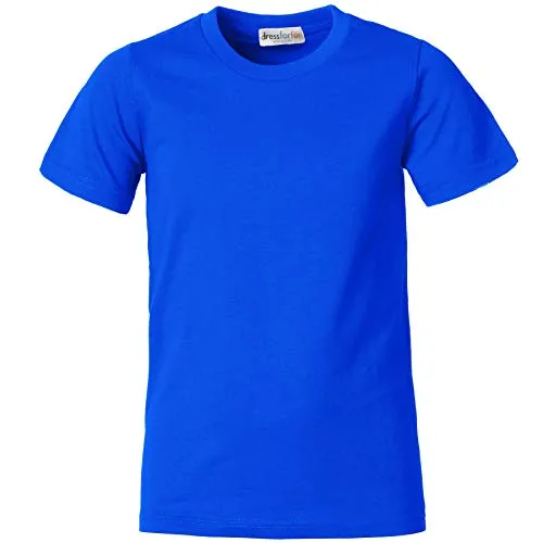 dressforfun 901032 Kinder T-Shirt, Basic Shirt mit Rundhalsausschnitt, Baumwolle - Diverse Farben und Größen - (Blau | 128 | Nr. 304367)