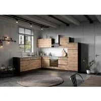 Produktbild Held Möbel Winkelküche Turin 240 x 300 cm – Wotaneiche-Graphit mit E-Geräten