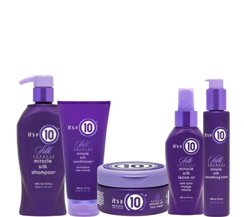 It's A 10 Haarpflege-Set Silk Express Miracle, 5-tlg. - Luxuriöses Haarpflege-Set für seidiges, geschmeidiges Haar. Die komplette Silk Express Miracle Routine sorgt für intensive Pflege und sichtbar gesünderes Haar – ideal für strapaziertes Haar.