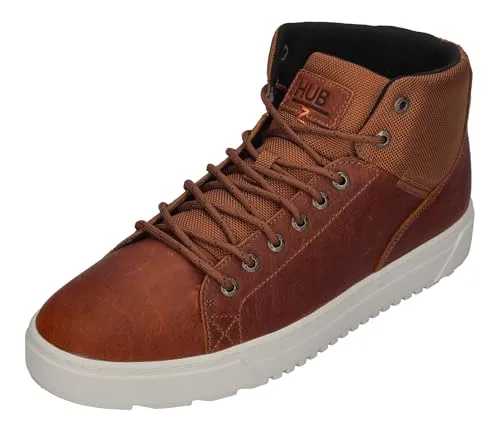 HUB BV Herren Sneaker in Cognac, Gr. 47 - Stylische Herren-Sneaker aus hochwertigem Leder, ideal für einen modernen Look und hohen Tragekomfort.