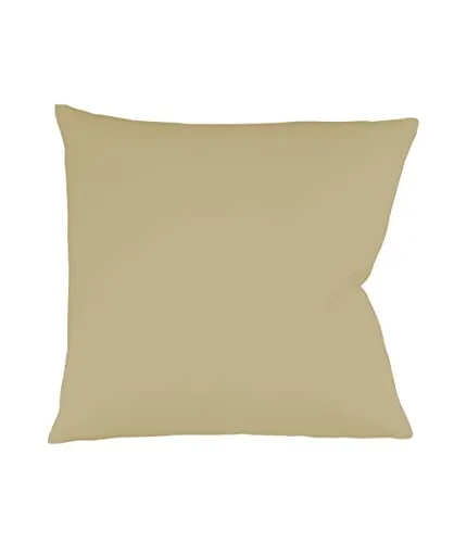 sleepling Satin Kissenbezug, Kissenhülle aus 100% seidig weicher Baumwolle, Bezug Kissen Kopfkissen, 60 Grad, Ökotex 100, Made in EU, 80 x 80 cm, beige