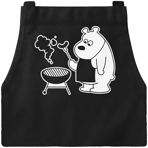 MoonWorks Grill-Schürze für Männer mit grillendem Bär - Bear Grills Schwarz unisize